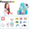 imagePicassoTiles Magnet Tile Building Blocks Forest Animal Themed Playset with 8 Character Action Figures Educational STEM Learning Construction Kit Pretend Play Magnetic Tiles Toddler Kids Ages 3 PTQ26Marine Animal World Themed