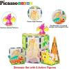 imagePicassoTiles Magnet Tile Building Blocks Forest Animal Themed Playset with 8 Character Action Figures Educational STEM Learning Construction Kit Pretend Play Magnetic Tiles Toddler Kids Ages 3 PTQ26Dinosaur World Themed