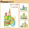 imagePicassoTiles Magnet Tile Building Blocks Forest Animal Themed Playset with 8 Character Action Figures Educational STEM Learning Construction Kit Pretend Play Magnetic Tiles Toddler Kids Ages 3 PTQ26Dinosaur World Themed