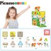 imagePicassoTiles Magnet Tile Building Blocks Forest Animal Themed Playset with 8 Character Action Figures Educational STEM Learning Construction Kit Pretend Play Magnetic Tiles Toddler Kids Ages 3 PTQ26Farm Themed