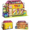 imagePicassoTiles 60pc Magnetic Building Block Magnet Tile Toy Shop Theme Pretend Play Construction Kit Reconfigurable Printed Structure DoubleSided Printing Education STEM Learning Playset Ages 3 PTQ50