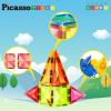 imagePicassoTiles 71pc Mini Diamond Series Winter Ice Theme Magnetic Tile Building Blocks 2 Character Action Figures Travel Size OnTheGo Magnet Construction Toy Set STEM Development Kit Ages 3 PTM7113pc