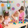 imagePicassoTiles 71pc Mini Diamond Series Winter Ice Theme Magnetic Tile Building Blocks 2 Character Action Figures Travel Size OnTheGo Magnet Construction Toy Set STEM Development Kit Ages 3 PTM7113pc