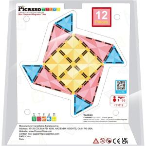 imagePicassoTiles 71pc Mini Diamond Series Winter Ice Theme Magnetic Tile Building Blocks 2 Character Action Figures Travel Size OnTheGo Magnet Construction Toy Set STEM Development Kit Ages 3 PTM7112pc