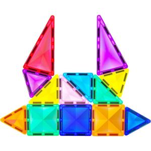 imagePicassoTiles 71pc Mini Diamond Series Winter Ice Theme Magnetic Tile Building Blocks 2 Character Action Figures Travel Size OnTheGo Magnet Construction Toy Set STEM Development Kit Ages 3 PTM7113pc