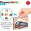 imagePicasso Cubes Magnetic Cube Puzzle 6in1 Vehicle Theme Pattern Magnet Brain Teaser Cubes Building Block 120 Pictures Toy Set Kids Ages 3 ampamp Up Preschool Children Promotes Problem PMC24Car