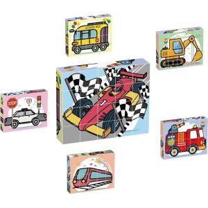 imagePicasso Cubes Magnetic Cube Puzzle 6in1 Vehicle Theme Pattern Magnet Brain Teaser Cubes Building Block 120 Pictures Toy Set Kids Ages 3 ampamp Up Preschool Children Promotes Problem PMC24Car