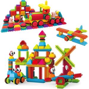imagePicassoTiles 151PC  120PC Hedgehog Interlock Building Blocks Includes Truck Theme Set with Animal Figures STEAM Learning ampamp Educational Sensory Playset for Preschool and Kindergarten Kids Ages 3