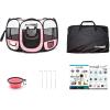 imagePET4FUN PN935 29quot Portable Pet Puppy Dog Cat Animal Playpen Yard Crates Kennel wPremium 600D Oxford Cloth ToolFree Setup Carry Bag Removable Security Mesh CoverShade 2 Storage PocketsPink