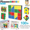 imagePicasso Cubes 16 Piece Magnetic Puzzle Game Magic Cube Puzzles Brain Teaser Set Kids Toy Magnet Pattern Block Matching Toys with Free Ideabook 100 Inspirations Included STEM Learning Early Education