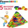 imagePicassoTiles 150 Piece Large Construction Brick Building Blocks STEM Bricks Toy Set Creative Learning Early Education Playset 5 Colors 4 Unique Shapes Mix ampamp Match Toys for Kids Boys Girls Child Age 3PBL200