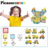 imagePicassoTiles 2 Piece Car Truck Construction Kit Toy Set Vehicle for Magnetic Blocks Building Tile Sensory Magnet Toys with ReEnforced Hitch ampamp Long Bed Educational Puzzle Girls Boys Toddlers Ages 3Construction