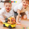 imagePicassoTiles 2 Piece Car Truck Construction Kit Toy Set Vehicle for Magnetic Blocks Building Tile Sensory Magnet Toys with ReEnforced Hitch ampamp Long Bed Educational Puzzle Girls Boys Toddlers Ages 3Crane  Dump Truck  and Ladder