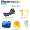 imagePicassoTiles KC108 Water Slide Park Inflatable Bouncing House wPool Area Splash Zone Climbing Wall Shower Head Sprays Mounts Water Cannon Mount and Heavy Duty GFCI ETL Certified 385W Blower