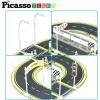 imagePicassoTiles Magnetic Race Track Toys Car Tracks Set for Toddlers Magnet Building Blocks Tiles Sensory Toys for Kids Include 2 Trucks STEM Engage in Thrilling Races Age 3 Year Old Boys GirlsRoad w Sign