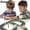 imagePicassoTiles Magnetic Race Track Toys Car Tracks Set for Toddlers Magnet Building Blocks Tiles Sensory Toys for Kids Include 2 Trucks STEM Engage in Thrilling Races Age 3 Year Old Boys GirlsRoad w Sign