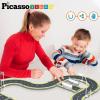 imagePicassoTiles Magnetic Race Track Toys Car Tracks Set for Toddlers Magnet Building Blocks Tiles Sensory Toys for Kids Include 2 Trucks STEM Engage in Thrilling Races Age 3 Year Old Boys GirlsRoad w Sign