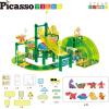 imagePicassoTiles Magnetic Race Track Toys Car Tracks Set for Toddlers Magnet Building Blocks Tiles Sensory Toys for Kids Include 2 Trucks STEM Engage in Thrilling Races Age 3 Year Old Boys Girls89pc Dinosaur