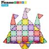 imagePicassoTiles Magnetic Tiles Blocks Magnet Tile Magnets Building Blocks Construction Toy Set with Reflective Leaf Flakes Magnetic Building Tiles Toys STEM Learning Kit Stacking Block Playset PTJ48