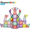 imagePicassoTiles Magnetic Tiles Blocks Magnet Tile Magnets Building Blocks Construction Toy Set with Reflective Leaf Flakes Magnetic Building Tiles Toys STEM Learning Kit Stacking Block Playset PTJ48