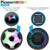 imagePicassoTiles Soccer Hoverball Air Hockey Electric Power Airlifted Hover Ball Indoor Floating Airflow Hovering LED Light and Soft Bumper Battery Powered Training and Playing Age 3 and up PTH100