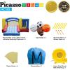 imageUpgrade Version PicassoTiles KC102 12x10 Foot Inflatable Bouncer Jumping Bouncing House Jump Slide Dunk Playhouse wBasketball Rim 4 Sports Balls FullSize Entry 580W ETL Certified Blower