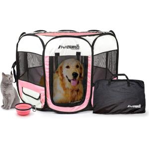 imagePET4FUN PN935PN945 Portable Pet Puppy Dog Cat Playpen Crates Kennel wWater Resistant 600D Oxford 210D Nylon Carrying Bag Collapsible Bowl Removable Mesh Cover 2 Sizes