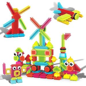 imagePicassoTiles 400pc Construction Toy Straw Building Set Children STEM Learning Interlocking Building Toys Creative Straw Connecting Builder Kits Early Education Kit for Kids Boys ampamp Girls Ages 3 PTS400Hedgehog 112pc