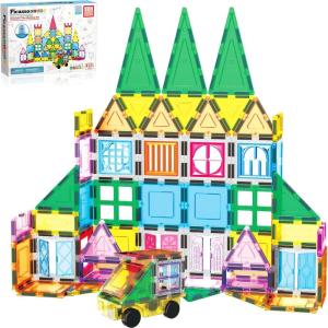 imagePicassoTiles Large Stabilizer Building Block Base Jumbo XL Plate Foundation Kit Magnetic Building Blocks Magnet Tiles Stacking STEM Toy Set101pc with Carry Case