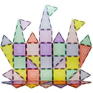 imagePicassoTiles Magnetic Tiles Blocks Magnet Tile Magnets Building Blocks Construction Toy Set with Reflective Leaf Flakes Magnetic Building Tiles Toys STEM Learning Kit Stacking Block Playset PTJ48