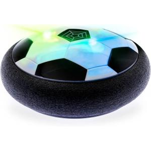imagePicassoTiles Soccer Hoverball Air Hockey Electric Power Airlifted Hover Ball Indoor Floating Airflow Hovering LED Light and Soft Bumper Battery Powered Training and Playing Age 3 and up PTH100