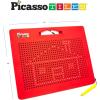 imagePicassoTiles 2in1 Magnetic Drawing Board Toy 12x10 inch Large Magnet Bead Tablet Pad with 2 Facings Alphabet STEM Free Style Educational Erasable ampamp Reusable Learning Writing Playboard in Black PTB04Free Red