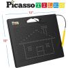 imagePicassoTiles 2in1 Magnetic Drawing Board Toy 12x10 inch Large Magnet Bead Tablet Pad with 2 Facings Alphabet STEM Free Style Educational Erasable ampamp Reusable Learning Writing Playboard in Black PTB04Free Black