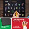 imagePicassoTiles 2in1 Magnetic Drawing Board Toy 12x10 inch Large Magnet Bead Tablet Pad with 2 Facings Alphabet STEM Free Style Educational Erasable ampamp Reusable Learning Writing Playboard in Black PTB042pk 4in1