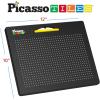 imagePicassoTiles 2in1 Magnetic Drawing Board Toy 12x10 inch Large Magnet Bead Tablet Pad with 2 Facings Alphabet STEM Free Style Educational Erasable ampamp Reusable Learning Writing Playboard in Black PTB04AlphabetFree