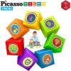 imagePicassoTiles 60 Pieces 1quot Magnetic Building Blocks 3D Construction Cubes Magnet Sensory Toys Gifts with Free Idea Book for Kids Toddlers ampamp Babies  PMC60