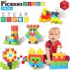 imagePicassoTiles 60 Pieces 1quot Magnetic Building Blocks 3D Construction Cubes Magnet Sensory Toys Gifts with Free Idea Book for Kids Toddlers ampamp Babies  PMC60