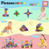 imagePicassoTiles 63 Pcs Magnetic Building Block Tiles with 2 Character Figures Construction Stacking STEM 3D Toy Set Creative Educational Learning Kit Magnet Montessori Playset for Kids ampamp Toddlers Ages 3353pc
