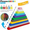 imagePicassoTiles 63 Pcs Magnetic Building Block Tiles with 2 Character Figures Construction Stacking STEM 3D Toy Set Creative Educational Learning Kit Magnet Montessori Playset for Kids ampamp Toddlers Ages 3512pc