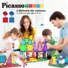 imagePicassoTiles 63 Pcs Magnetic Building Block Tiles with 2 Character Figures Construction Stacking STEM 3D Toy Set Creative Educational Learning Kit Magnet Montessori Playset for Kids ampamp Toddlers Ages 363pc