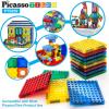 imagePicassoTiles 63 Pcs Magnetic Building Block Tiles with 2 Character Figures Construction Stacking STEM 3D Toy Set Creative Educational Learning Kit Magnet Montessori Playset for Kids ampamp Toddlers Ages 3259pc