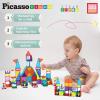 imagePicassoTiles 63 Pcs Magnetic Building Block Tiles with 2 Character Figures Construction Stacking STEM 3D Toy Set Creative Educational Learning Kit Magnet Montessori Playset for Kids ampamp Toddlers Ages 3353pc