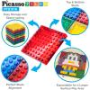 imagePicassoTiles 63 Pcs Magnetic Building Block Tiles with 2 Character Figures Construction Stacking STEM 3D Toy Set Creative Educational Learning Kit Magnet Montessori Playset for Kids ampamp Toddlers Ages 31016pc