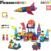 imagePicassoTiles 63 Pcs Magnetic Building Block Tiles with 2 Character Figures Construction Stacking STEM 3D Toy Set Creative Educational Learning Kit Magnet Montessori Playset for Kids ampamp Toddlers Ages 3333pc