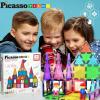 imagePicassoTiles 63 Pcs Magnetic Building Block Tiles with 2 Character Figures Construction Stacking STEM 3D Toy Set Creative Educational Learning Kit Magnet Montessori Playset for Kids ampamp Toddlers Ages 363pc
