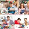 imagePicassoTiles 63 Pcs Magnetic Building Block Tiles with 2 Character Figures Construction Stacking STEM 3D Toy Set Creative Educational Learning Kit Magnet Montessori Playset for Kids ampamp Toddlers Ages 3333pc