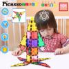 imagePicassoTiles Magnetic Building Block Set Right Triangle Magnet Tiles Construction Toy STEM Learning Kit Educational Playset Playboard Pretend Play Stacking Blocks Child Brain Development PTE02101Pc w Carry Case
