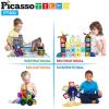 imagePicassoTiles Master Builder Magnetic Early Educational Toy Building Block Kit with 3 in 1 Playboard for KidBaby Ages 3 and Up STEM Construction with School Bus Hospital Police Station 300 PiecePT300