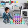 imagePicassoTiles Master Builder Magnetic Early Educational Toy Building Block Kit with 3 in 1 Playboard for KidBaby Ages 3 and Up STEM Construction with School Bus Hospital Police Station 300 PiecePT42