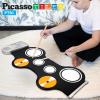 imagePicassoTiles PT49 Kids 49Key Flexible RollUp Educational Electronic Digital Music Piano Keyboard wRecording Feature 8 Different Tones 6 Educational Demo Songs ampamp Buildin Speaker  RainbowPT50BLUWHT